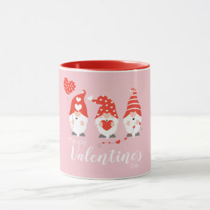 Happy Valentines Day Gnomes Red Pink Mok