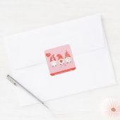 Happy Valentines Day Gnomes Red Pink Vierkante Sticker (Envelop)