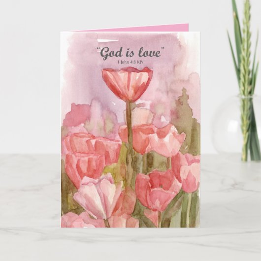 Happy Valentine's Day God is Love Scripture Tulips Kaart (Voorkant)