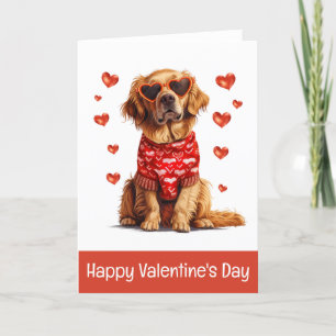 Happy Valentines Day Golden Retriever Dog Feestdagen Kaart