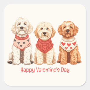 Happy Valentines Day Goldendoodle Dogs Vierkante Sticker