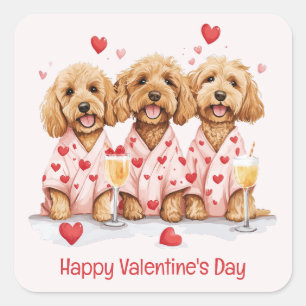 Happy Valentines Day Goldendoodle Dogs Vierkante Sticker