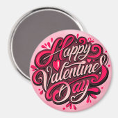 Happy Valentine's Day Handgeschreven Ontwerp Magneet (Voorkant / Achterkant)