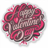 Happy Valentine's Day Handgeschreven Ontwerp Sticker (Voorkant)