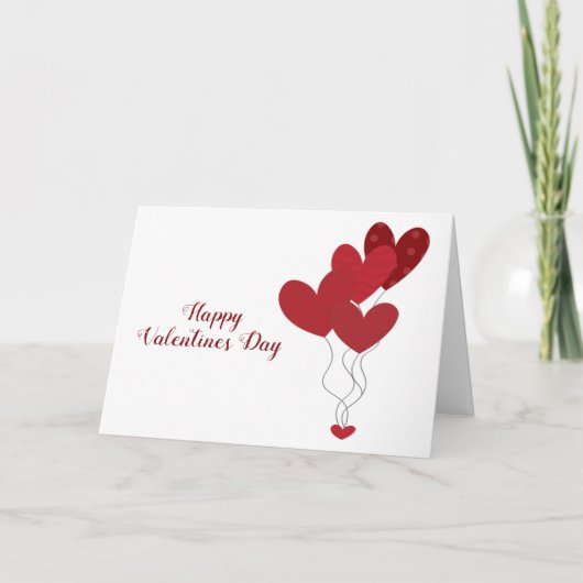 Happy Valentines Day Heart Balloons Red Kaart (Voorkant)