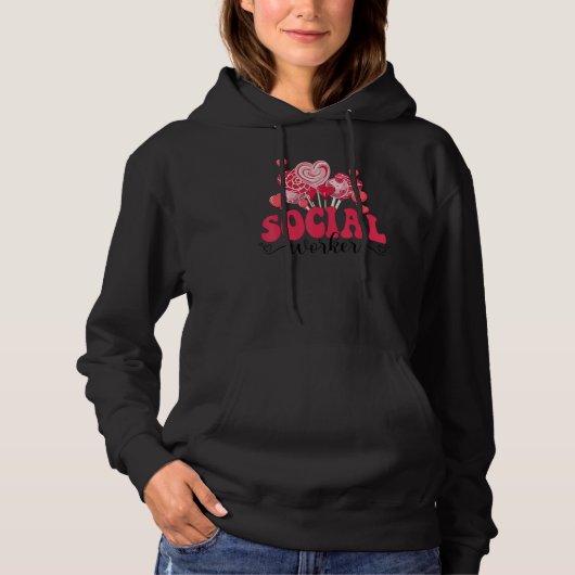 Happy Valentines Day Heart Lollipop Funny Social W Hoodie (Voorkant)