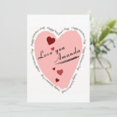 Happy Valentine's Day Heart Love Kaart (Staand voorkant)