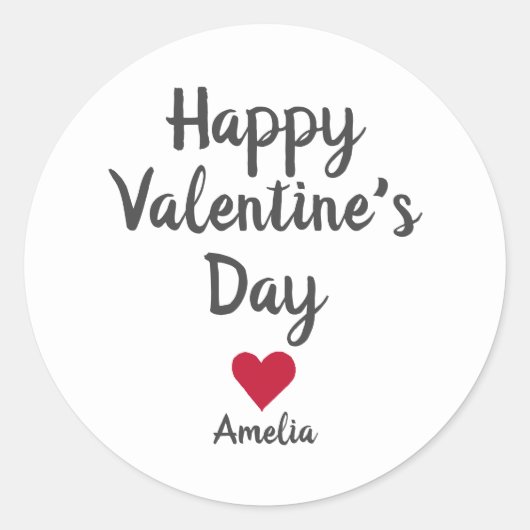 Happy Valentines Day Heart Script Stickers (Voorkant)