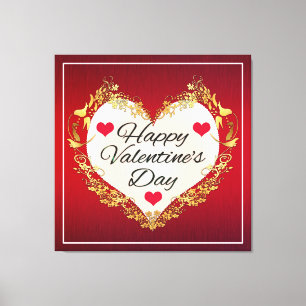 Happy Valentine's Day Heart Shape-47949 Canvas Afdruk