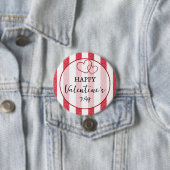 Happy Valentine's Day Heart Stripes Button (In situ)