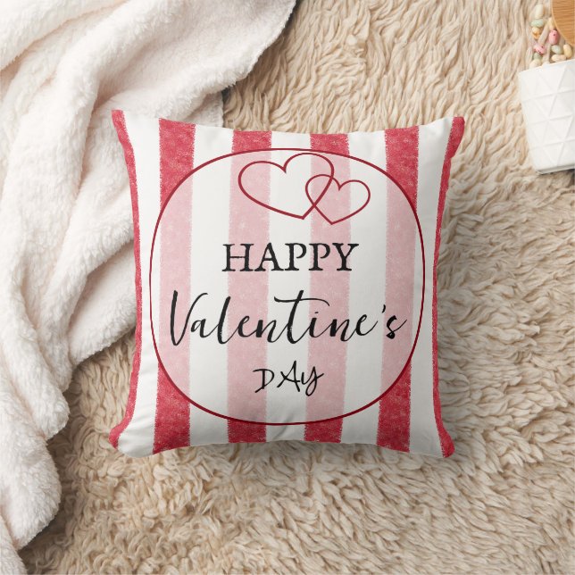 Happy Valentine's Day Heart Stripes Kussen (Deken)