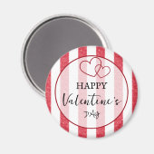 Happy Valentine's Day Heart Stripes Magnet (Recto/Verso)