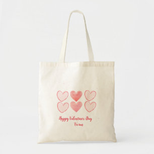 Happy Valentine's Day Hearts Minimalistische Canva Tote Bag