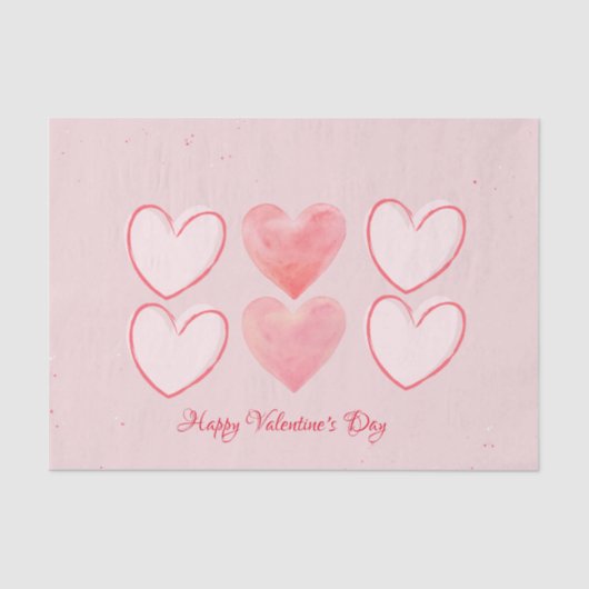 Happy Valentine's Day Hearts Roze Tissue Papier (Voorkant)