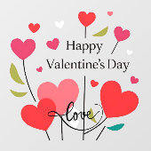 Happy Valentine's Day Hearts Window Cling Raamsticker (Vel)
