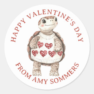 Happy Valentine's Day Kind Waterverf Dier Ronde Sticker