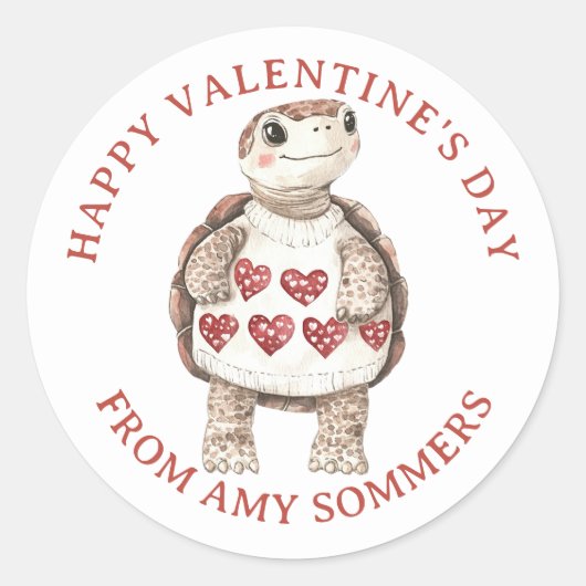 Happy Valentine's Day Kind Waterverf Dier Ronde Sticker (Voorkant)