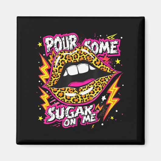 Happy Valentine's Day Leopard Lips Ur Some Sugar A Magneet (Voorkant)