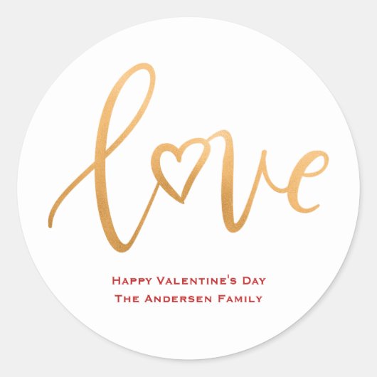 Happy Valentine's Day Love Script Holiday Ronde Sticker (Voorkant)