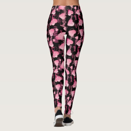 Happy Valentine's day Love Script Roze Hearts Leggings (Achterkant)