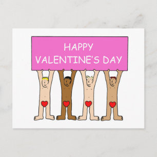 Happy Valentine's Day Men Wearing Hearts Briefkaart