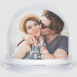 Happy Valentines Day Modern Personalized Photo Sneeuwbol