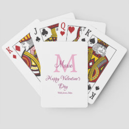 Happy valentine's day monogram pink name love girl pokerkaarten