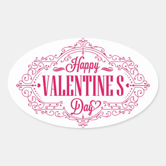Happy Valentine's Day Oval Sticker (Voorkant)