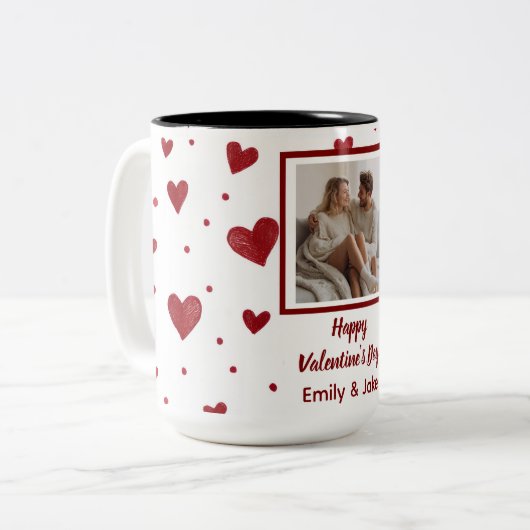 Happy Valentine's Day Personalized Photo Mug (Devant gauche)