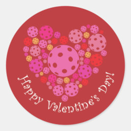Happy Valentine's Day Pickleball Style Ronde Sticker