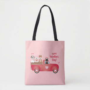 Happy Valentines Day Pickup Truck Love Dogs Draagtas