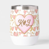 Happy Valentine's Day | Pink and Gold Hearts (Arrière)