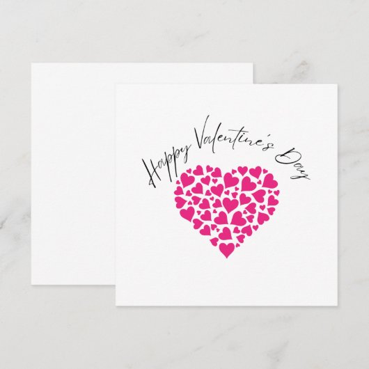 Happy Valentine's Day Pink Hearts Kaart (Voorkant / Achterkant)