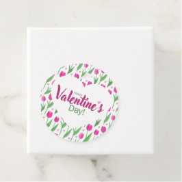 Happy Valentine's Day Pink Tulips Bedankjes Labels
