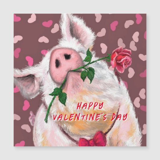 Happy Valentine's Day Playful Card Gentleman Pig (Voorkant)