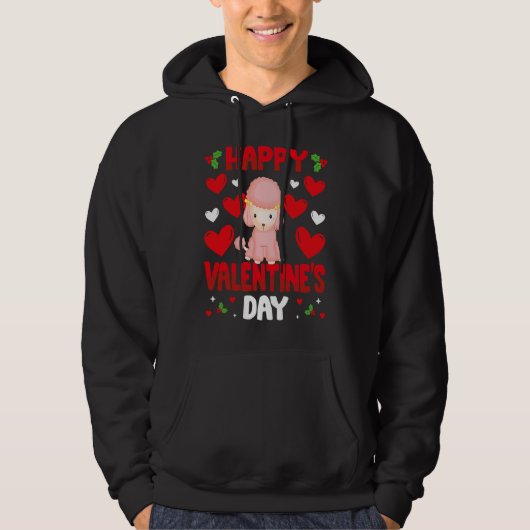 Happy Valentines Day Poodle Heart Love Animal 1 Hoodie (Voorkant)