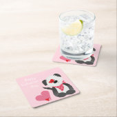 Happy Valentines Day Puppy Hearts Pink Vierkante Kartonnen Onderzetter (Insitu)