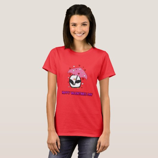Happy Valentines Day Raining Hearts T-shirt (Voorkant volledig)