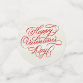 Happy Valentines Day Red Calligraphy  Confetti (Kleine voorkant)