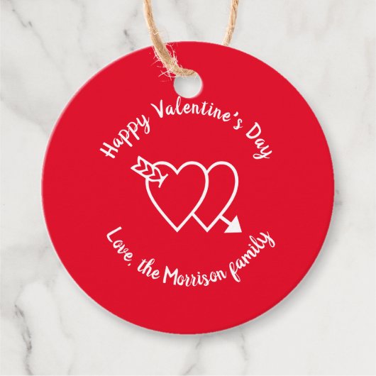 Happy Valentine's Day Red Harts aangepaste script Bedankjes Labels (Voorkant)