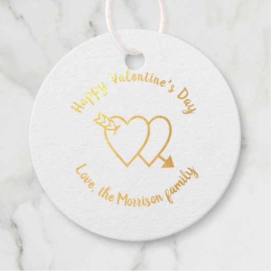 Happy Valentine's Day Red Harts aangepaste script Bedankjes Labels (Voorkant)