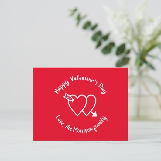 Happy Valentine's Day Red Harts aangepaste script Feestdagenkaart (Staand voorkant)