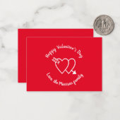 Happy Valentine's Day Red Harts aangepaste script Notitiekaartje (Voorkant / Achterkant in situ)