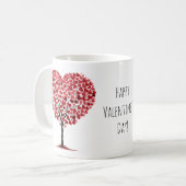 Happy Valentine's Day Red Hearts Tree Koffiemok (Voorkant links)