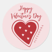Happy Valentines Day red pink heart modern script Ronde Sticker (Voorkant)