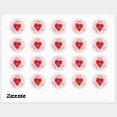 Happy Valentines Day red pink heart script name Ronde Sticker (Vel)