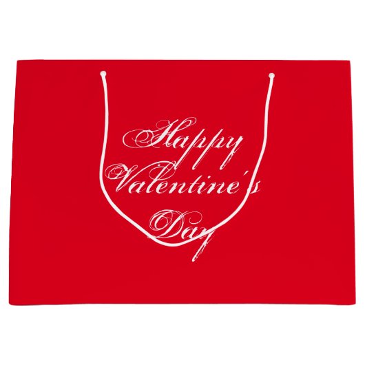 Happy Valentine's Day Red White script elegant Groot Cadeauzakje (Voorkant)