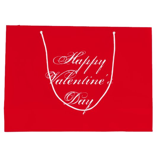 Happy Valentine's Day Red White script elegant Groot Cadeauzakje (Achterkant)