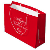 Happy Valentine's Day Red White script elegant Groot Cadeauzakje (Achterkant Gekanteld)
