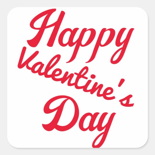Happy Valentine's Day Rode Typografie Vierkante Sticker (Voorkant)